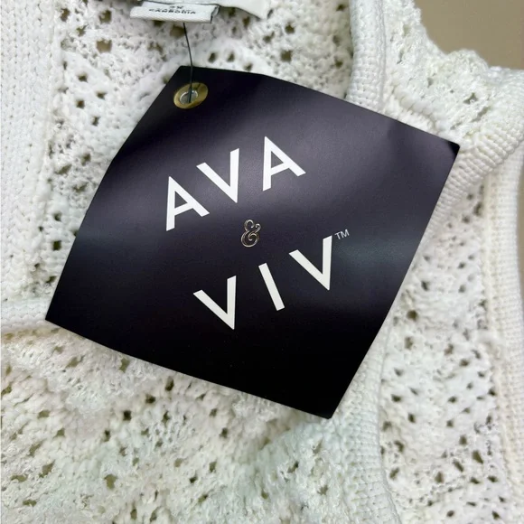 Ava Viv Crochet Tank Top 2X White Scallop Hem Sleeveless NWT - Picture 6 of 9